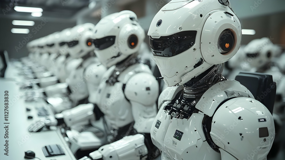 Fototapeta premium Robots Working: Future of Automation, AI and Efficiency in Industries