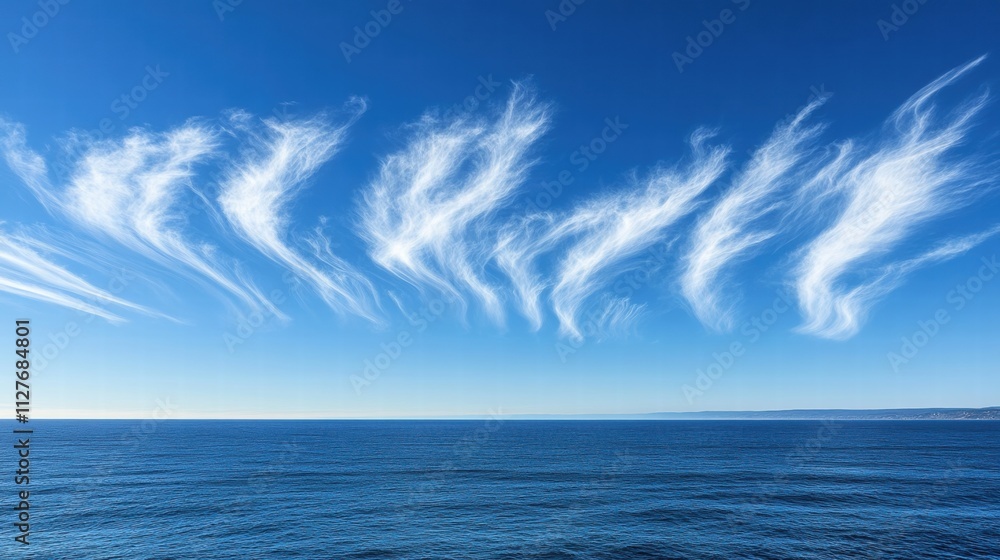 Obraz premium Serene Seascape with Cirrus Clouds