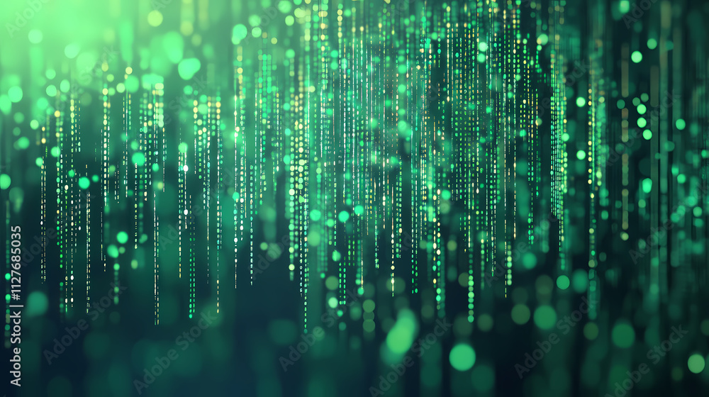 Evergreen beauty of an emerald eon matrix, matrix-like formations in shades of green, timeless and sophisticated abstract technological background. Eon. Illustration Evergreen beauty of an emerald eon matrix, matrix-like formations in shades of green, timeless and sophisticated abstract technological background. Eon. Illustration
