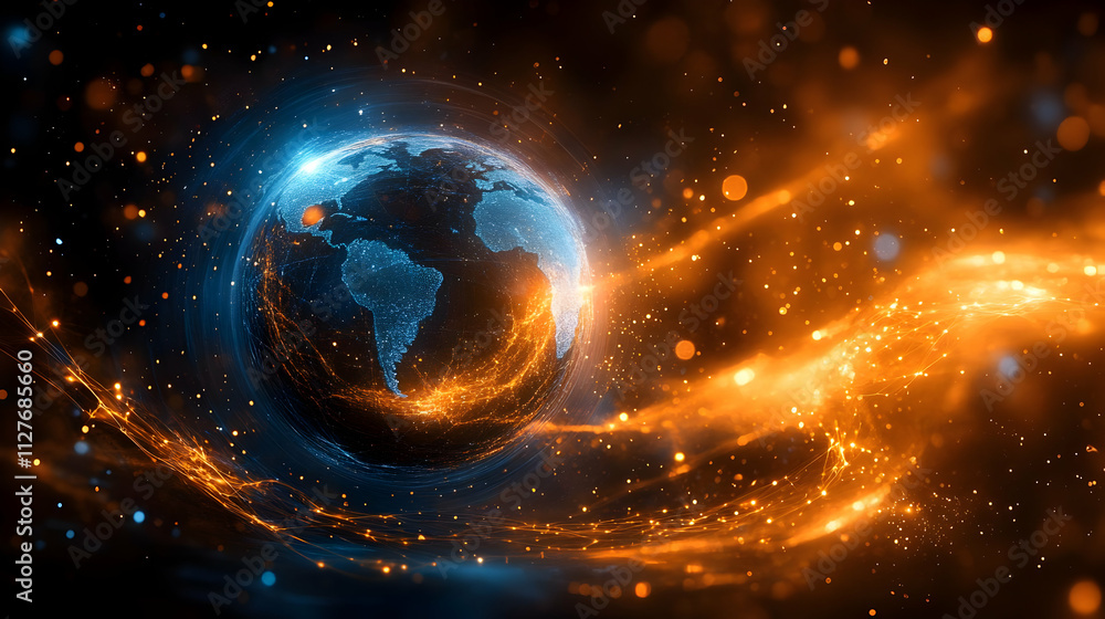 Global Network: Connections Illuminate the Earth's Surface with Digital Energy Global Network: Connections Illuminate the Earth's Surface with Digital Energy