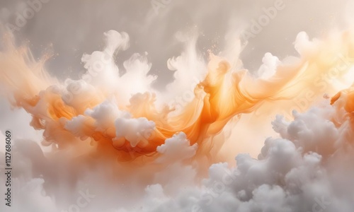 White and orange mist creating a dreamy abstract effect, nebula, ethereality