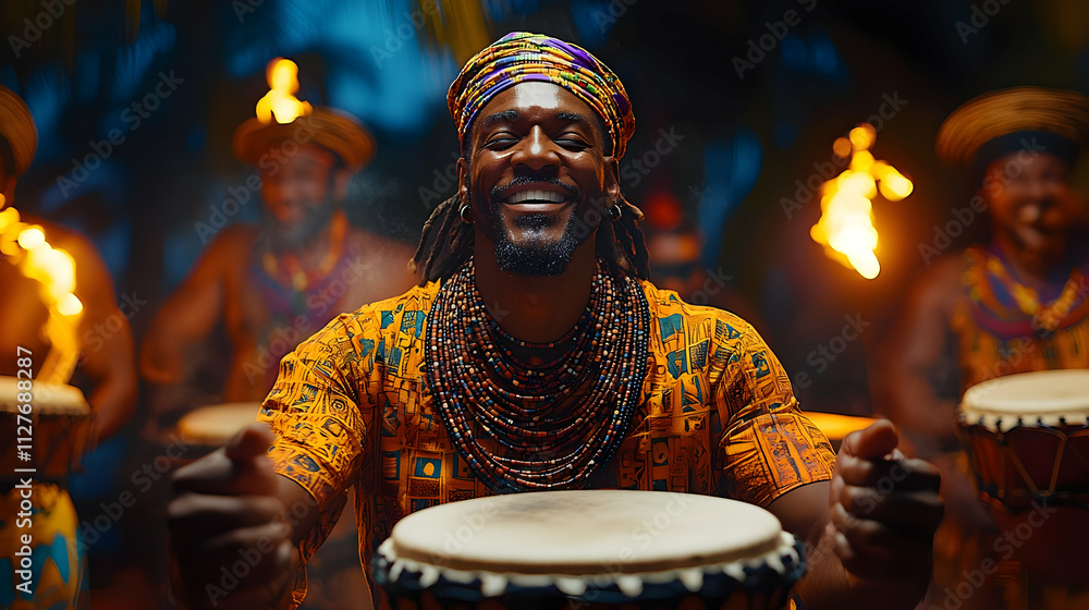 Fototapeta premium African Rhythms: Percussion, Dance, & Culture