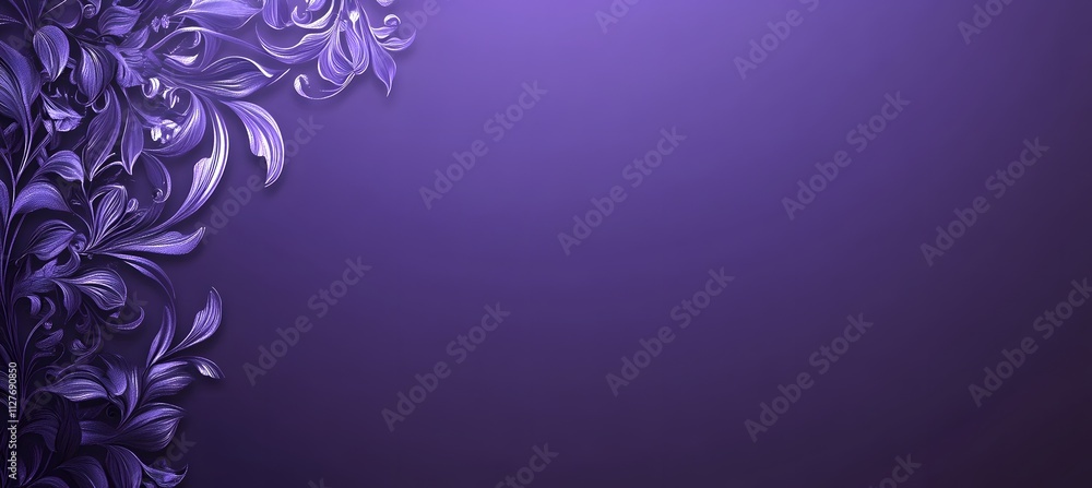 Violet purple background with lace-inspired floral patterns on the left side, creating an elegant and sophisticated design for a banner or poster template,
Violet purple background with lace-inspired floral patterns on the left side, creating an elegant and sophisticated design for a banner or poster template,