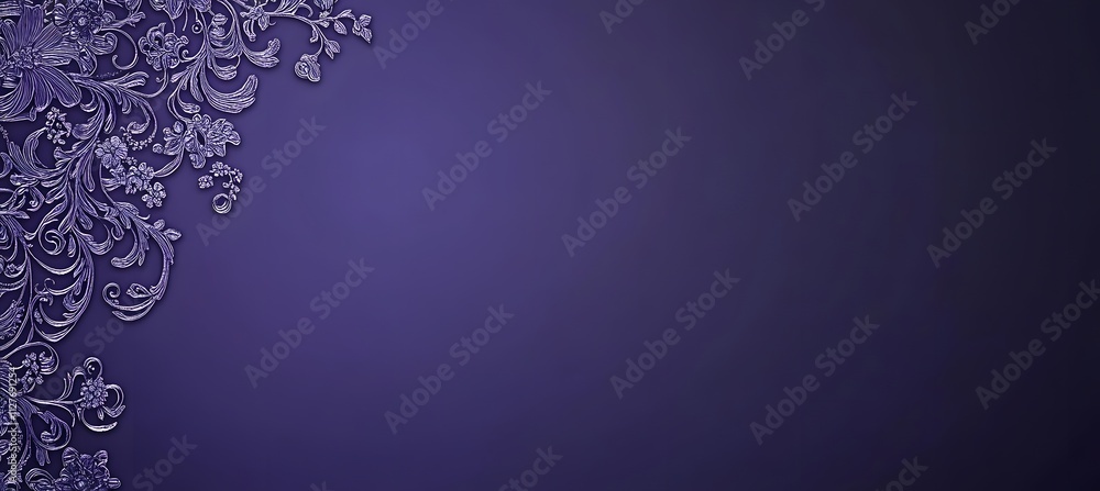 Violet purple background with lace-inspired floral patterns on the left side, creating an elegant and sophisticated design for a banner or poster template,
Violet purple background with lace-inspired floral patterns on the left side, creating an elegant and sophisticated design for a banner or poster template,