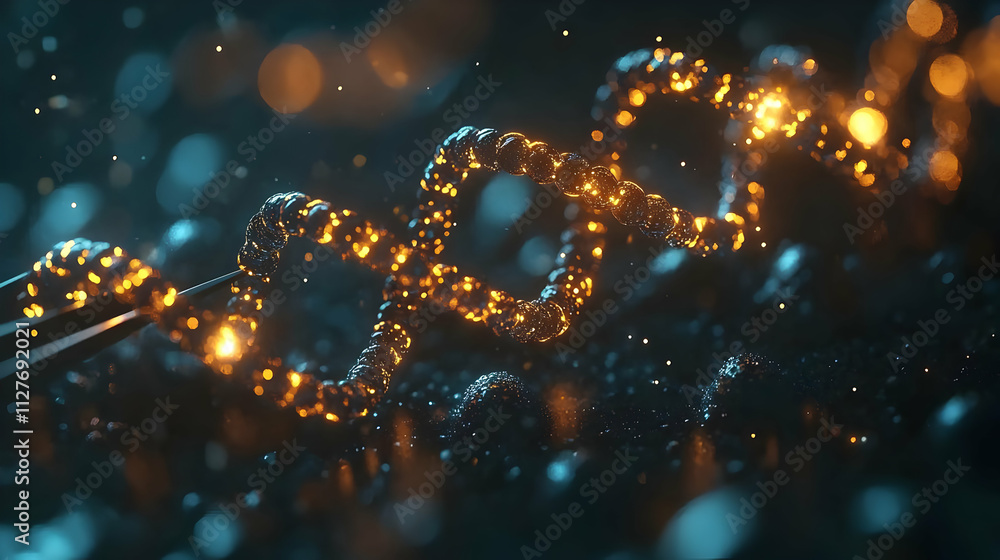 Glowing Spiral: Abstract 3D Chain Art Design Glowing Spiral: Abstract 3D Chain Art Design
