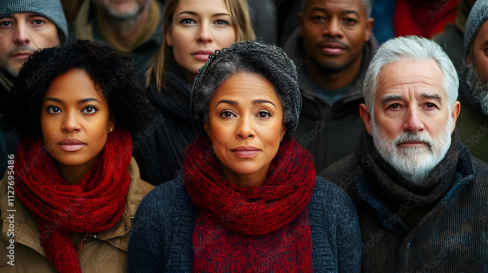 Diverse Group of People, United in Unity, Showing Solidarity, Quiet Strength, Peaceful Demonstration Diverse Group of People, United in Unity, Showing Solidarity, Quiet Strength, Peaceful Demonstration