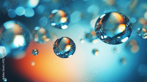 Abstract image of floating translucent spheres