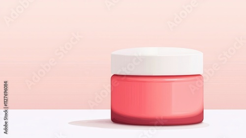 Pink Cream Jar Cosmetical Container on a Soft Pastel Background