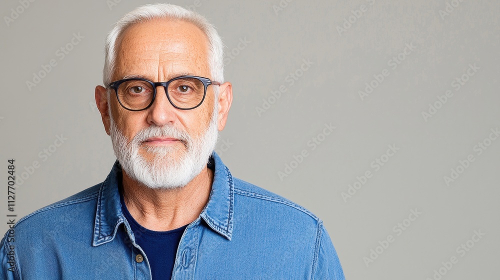 Fototapeta premium Senior Man Portrait with Glasses and Beard