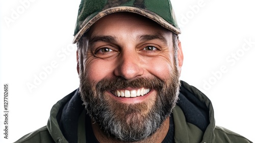 Happy Man with Beard and Cap Portrait