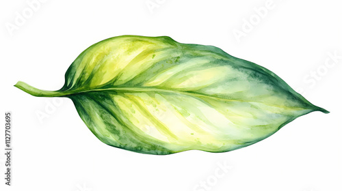 Hosta halcyon leaf watercolor illustration.botanical illustration of green leaf for posters design, decor, prints. Halcyon. Illustration photo