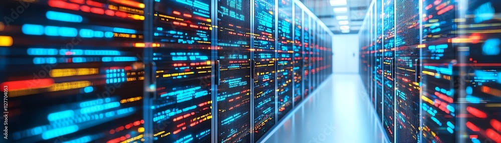 Futuristic data center with illuminated servers and modern technology. Futuristic data center with illuminated servers and modern technology.