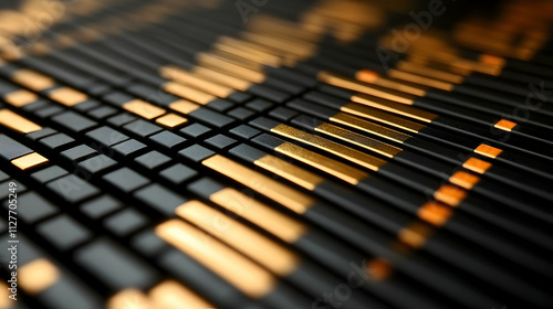 Wallpaper Mural Abstract Gold & Black Blocks: Geometric Design Texture, Detailed Close-up View Torontodigital.ca