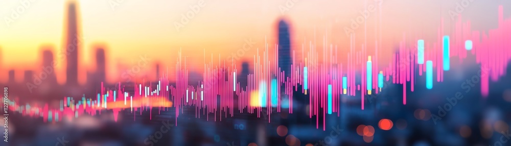 Vibrant city skyline with financial graphs representing growth and investment opportunities. Vibrant city skyline with financial graphs representing growth and investment opportunities.