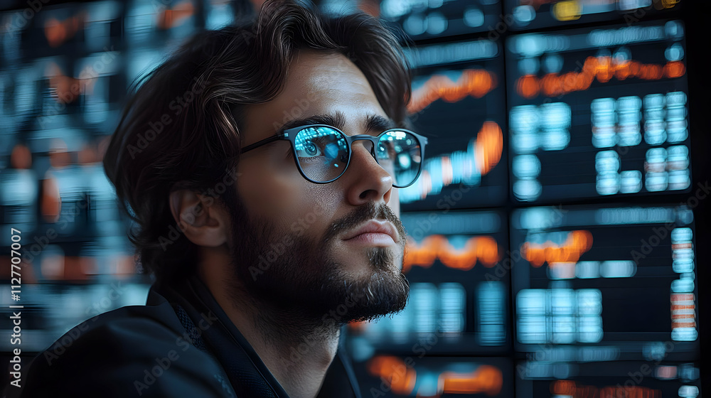 Analyst Reviews Market Data, Finding Trends, Observing Carefully Analyst Reviews Market Data, Finding Trends, Observing Carefully