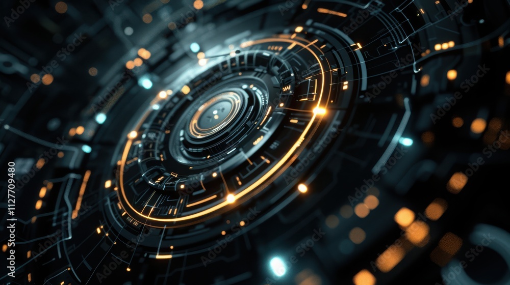 Abstract Futuristic Technology Circular Interface Design