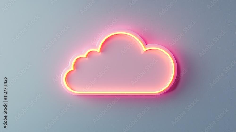 A neon pink cloud symbol on a minimalist background, perfect for creative designs. A neon pink cloud symbol on a minimalist background, perfect for creative designs.