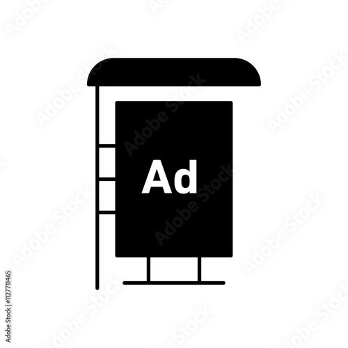 Bus stop shelter ad icon Vector flat thin line illustration