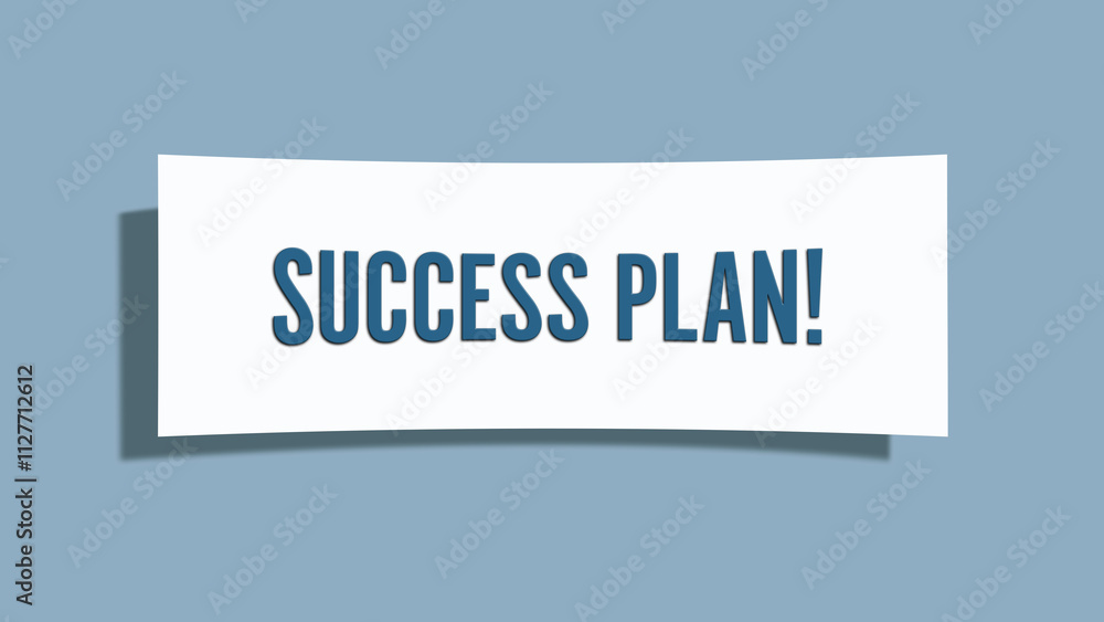 Success Plan. A card isolated on blue background. Success Plan. A card isolated on blue background.
