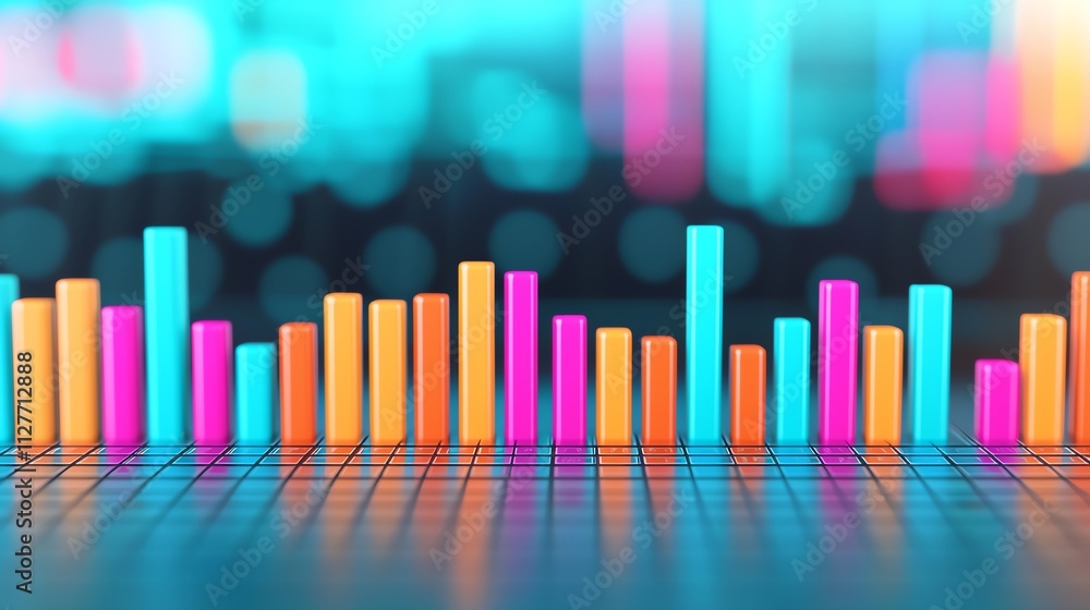 Colorful digital bar graph illustrating data and analytics trends in modern business. Colorful digital bar graph illustrating data and analytics trends in modern business.