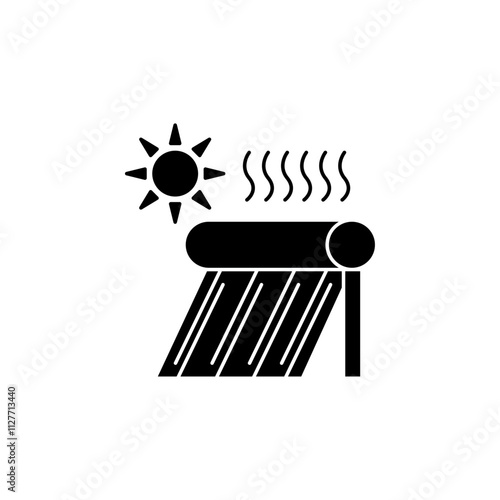 solar water heater icon Vector flat thin line illustration