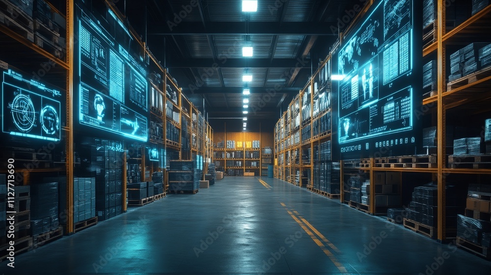 Futuristic Smart Warehouse with AR Tech Futuristic Smart Warehouse with AR Tech