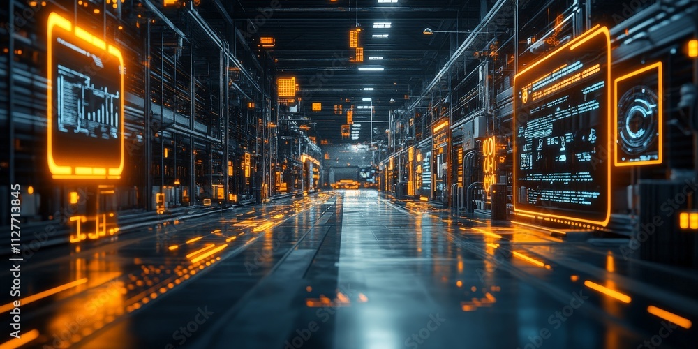 Futuristic Smart Warehouse with AR Tech Futuristic Smart Warehouse with AR Tech