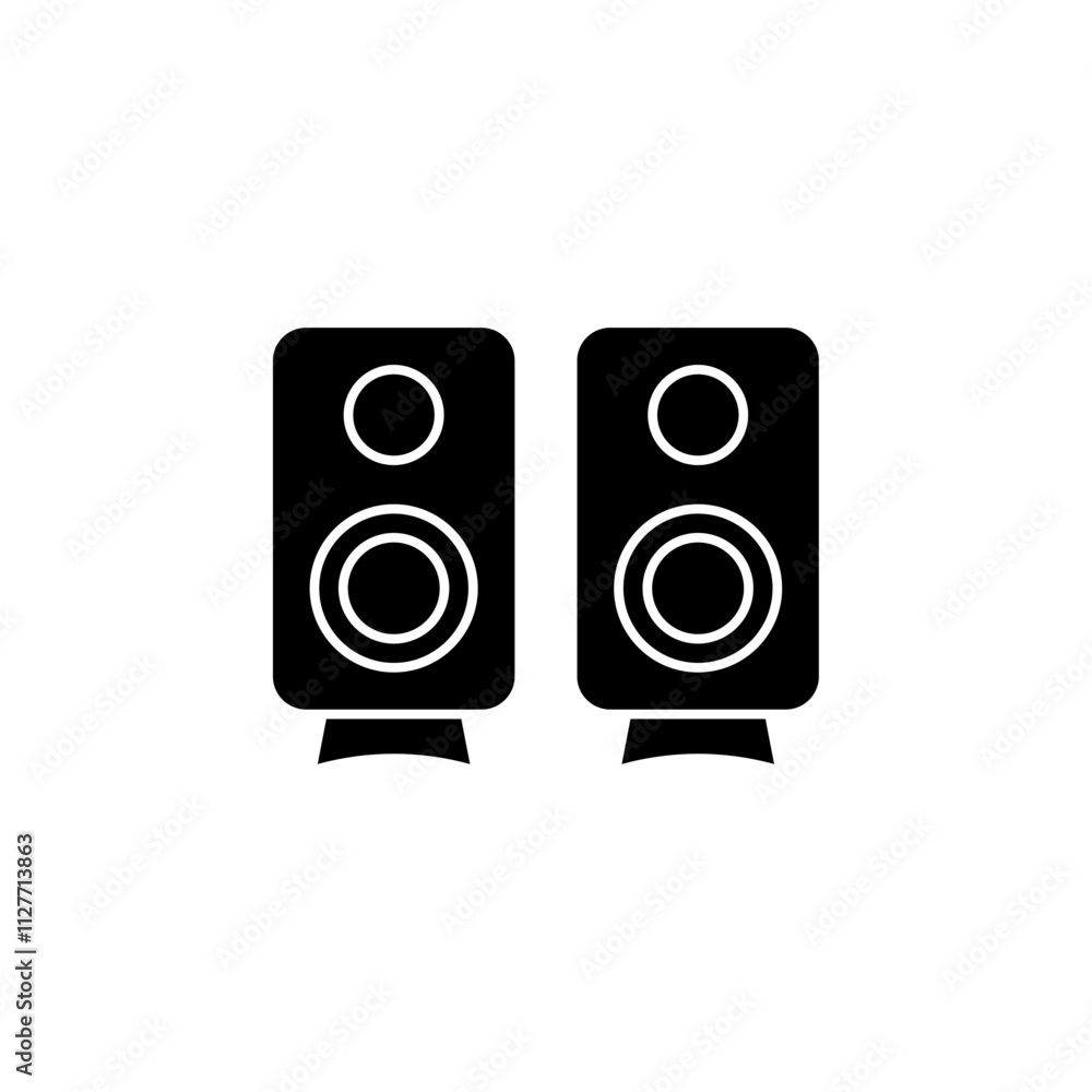Two Stereo Speakers icon Vector flat thin line illustration Two Stereo Speakers icon Vector flat thin line illustration