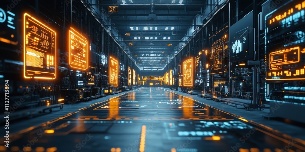 Futuristic Smart Warehouse with AR Tech Futuristic Smart Warehouse with AR Tech