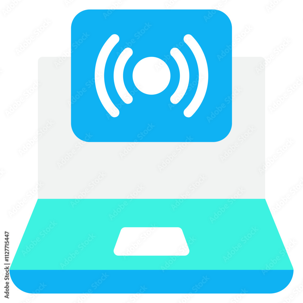 Wireless Connectivity Icon on Laptop Screen Wireless Connectivity Icon on Laptop Screen