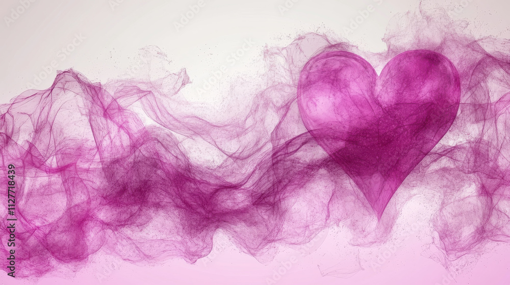 vibrant pink heart surrounded by swirling, translucent smoke creates dreamy atmosphere. This artistic representation evokes feelings of love and passion vibrant pink heart surrounded by swirling, translucent smoke creates dreamy atmosphere. This artistic representation evokes feelings of love and passion