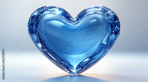 beautiful turquoise heart shape made of glass, symbolizing love and affection, set against soft, blurred background. This artistic piece captures serene and calming essence