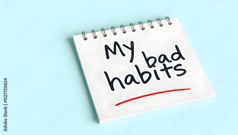 My bad habits written on a notepad. Motivation concept isolated with white highlights, png My bad habits written on a notepad. Motivation concept isolated with white highlights, png