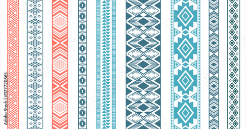 Lace ribbons vector collection. Seamless vertical edge ornaments isolated. Lace stripes. Ukrainian folk patterns. Bridal dress apparel frills. Ornate tapes. Craft elements.