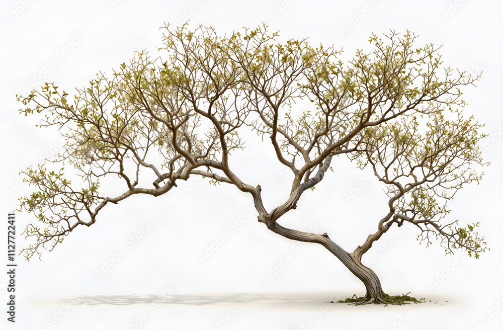 A minimalist tree with intricate branches on a white background, symbolizing growth and simplicity. Generative AI A minimalist tree with intricate branches on a white background, symbolizing growth and simplicity. Generative AI