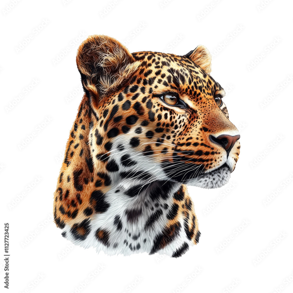 Obraz premium Realistic Leopard Portrait on Transparent Background