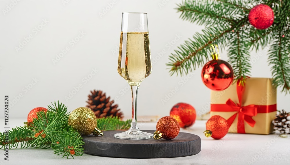 A Glass of Champagne on a White Background: Celebrating the Spirit of Christmas and New Year with Elegance, Joy, and Festivity in Every Sip of Sparkling Delight and Cheerful Moments A Glass of Champagne on a White Background: Celebrating the Spirit of Christmas and New Year with Elegance, Joy, and Festivity in Every Sip of Sparkling Delight and Cheerful Moments