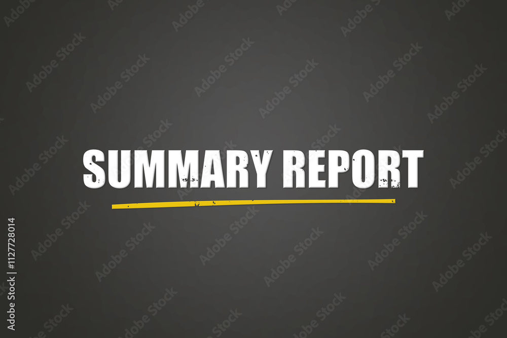 Fototapeta premium Summary Report. A blackboard with white text. Illustration with grunge text style.