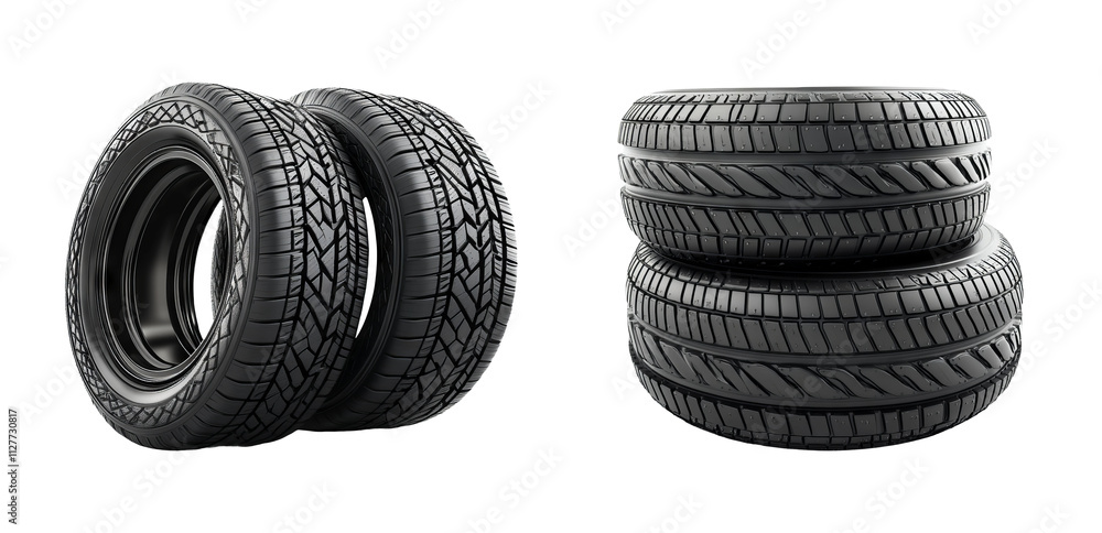 Isolated Tires on Transparent Background