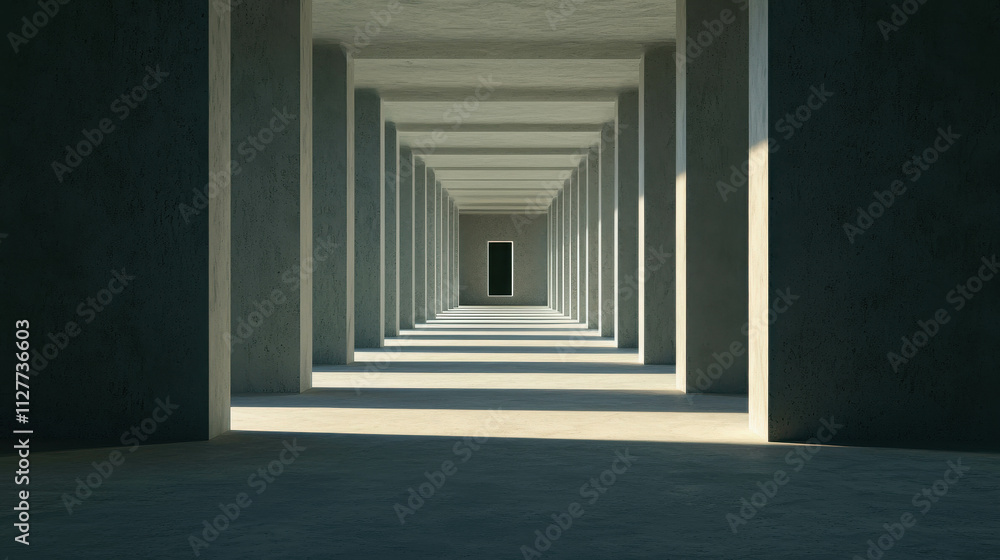 Fototapeta premium Endless Hallway with Multiple Doors Leading to Unique Destinations