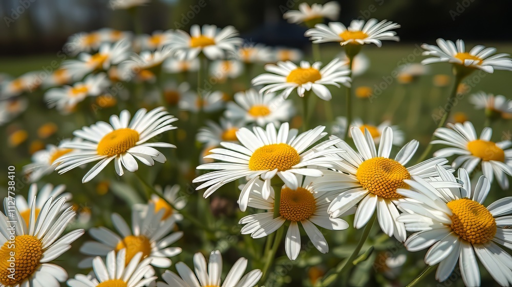 Close-up Daisies in Prince's Island Park, Calgary, Alberta - Square Format, Bright Colors, Sharp Focus, High Quality Close-up Daisies in Prince's Island Park, Calgary, Alberta - Square Format, Bright Colors, Sharp Focus, High Quality