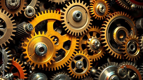 Wallpaper Mural Close-Up Metal Gears & Cogs - Intricate Machinery Detail Torontodigital.ca