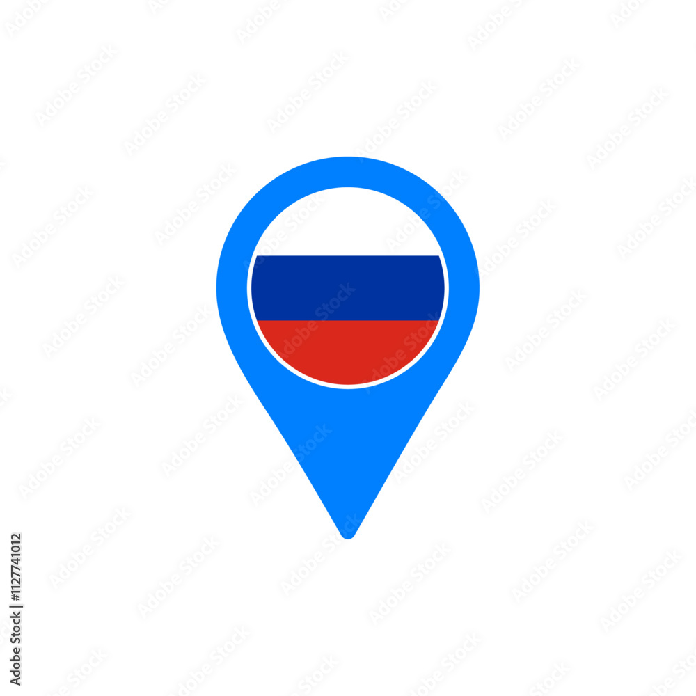 Russia location pin with national flag design vector illustration Russia location pin with national flag design vector illustration