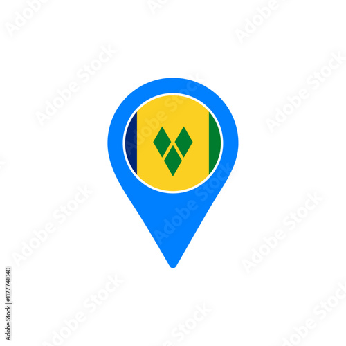 Free Download Saint Vincent and the Grenadines location pin with national flag design vector illustration - GFXLoad