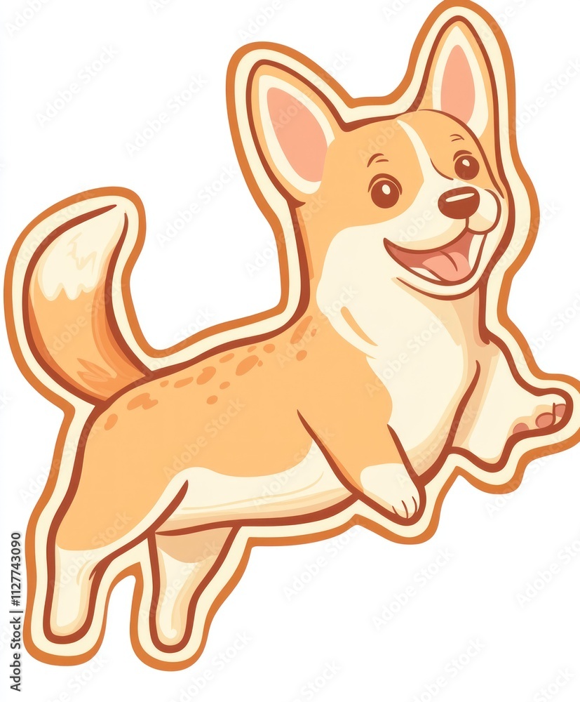 Happy cartoon corgi dog jumping. Happy cartoon corgi dog jumping.