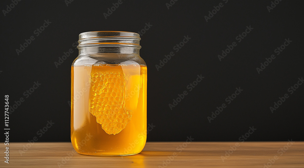 Transparent Jar with Raw Honeycomb: Natural Sweetness Encased Transparent Jar with Raw Honeycomb: Natural Sweetness Encased