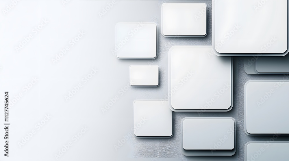 Abstract background with white squares, 3D design, geometric shapes, modern style, digital art, blank space. Abstract background with white squares, 3D design, geometric shapes, modern style, digital art, blank space.