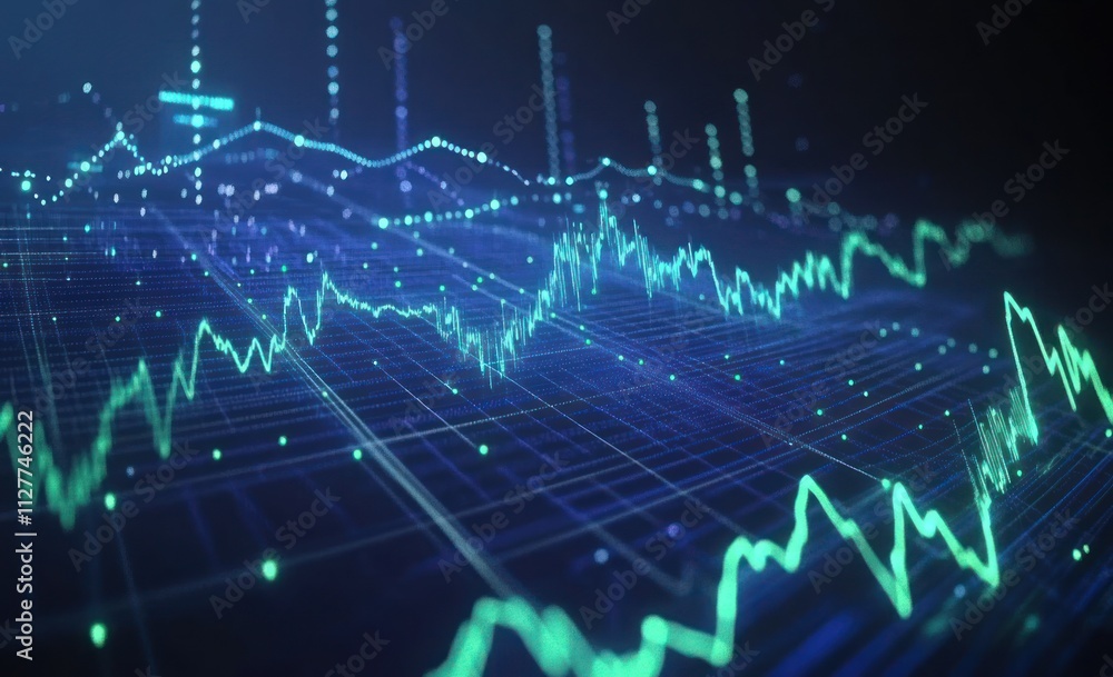 Abstract glowing lines chart data visualization. Abstract glowing lines chart data visualization.