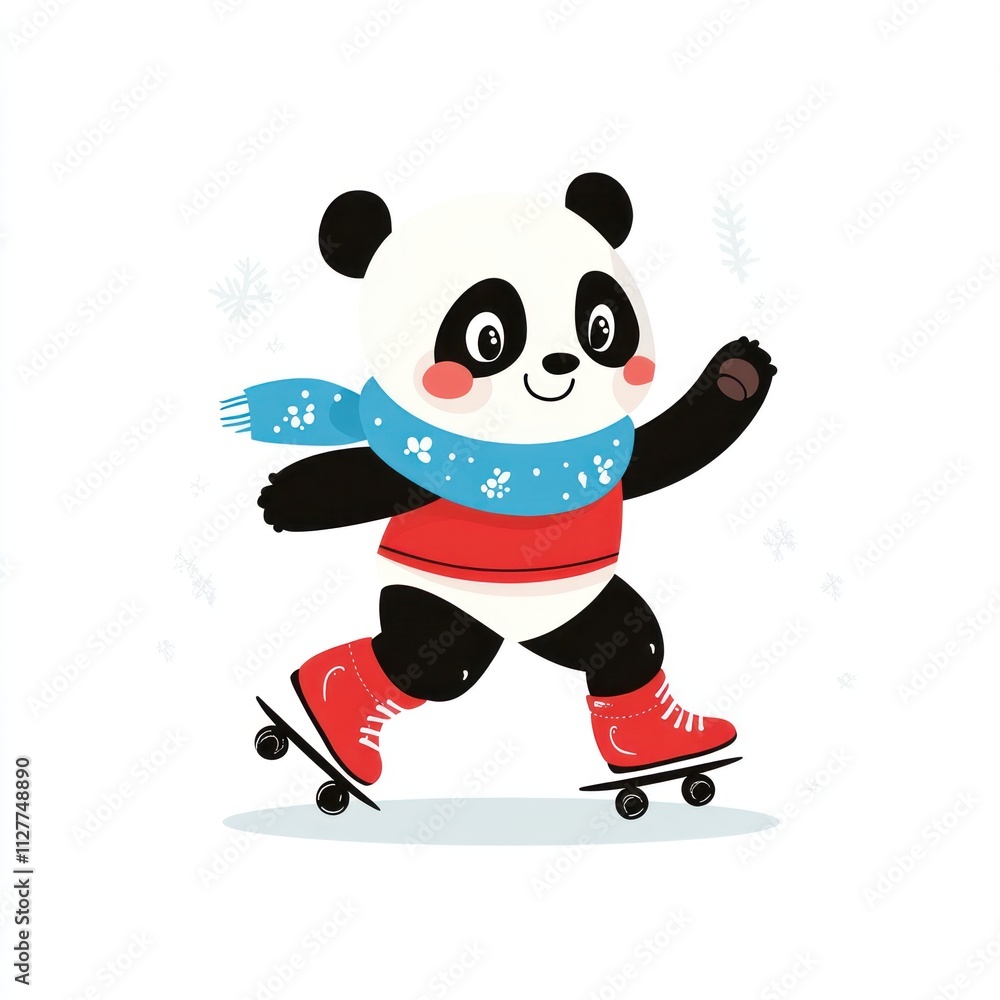 Cute panda ice skating in winter. (1) Cute panda ice skating in winter. (1)