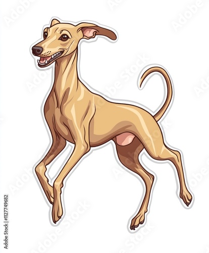 Playful fawn Italian Greyhound dog leaping. photo